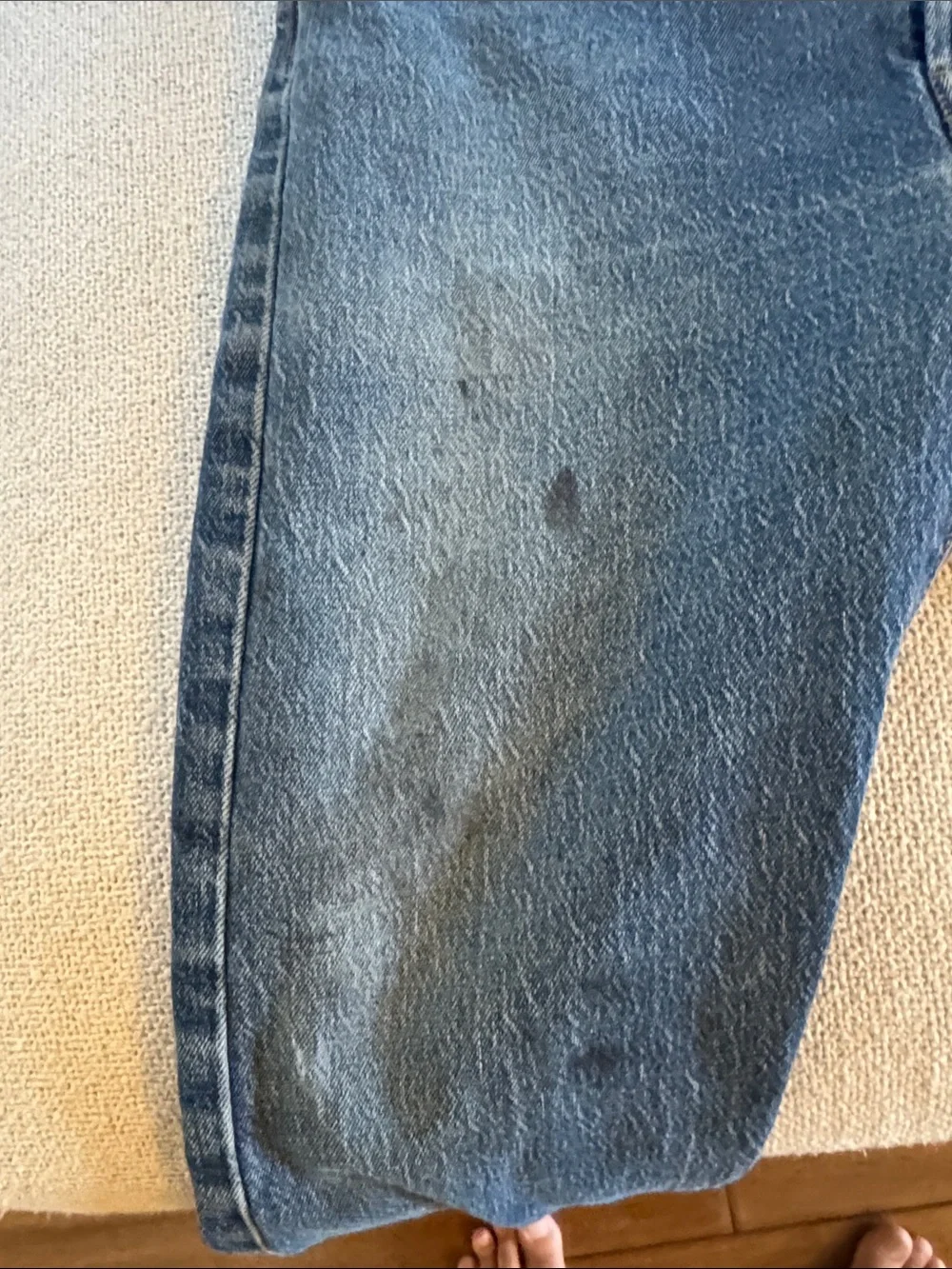 Levi’s 501 34x32 Blue Denim Jeans - Classic Straight Fit black spots on front